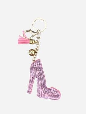 Pink High Heel Crystal Tassel Keychain/Bag Charm.